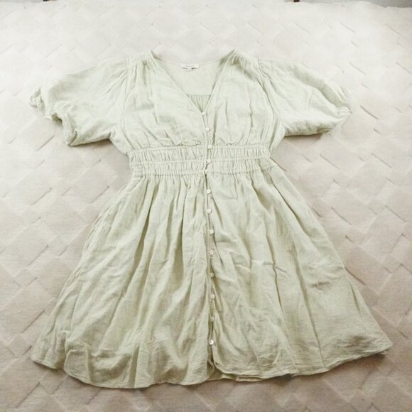 Madewell Linen-Blend Sophia Mini Dress Womens Extra Large Button Front Closure - Picture 1 of 13